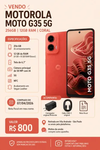 Motorola Moto G35 5G 256GB | 12GB RAM | Coral