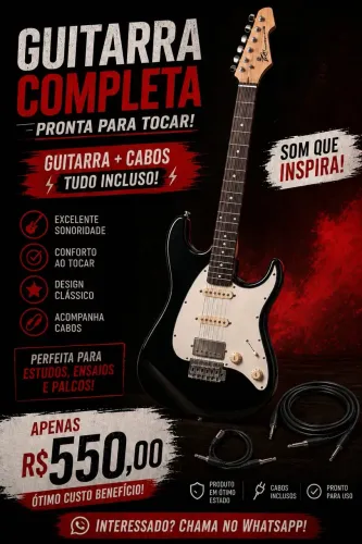 Guitarra, pedaleira e amplificador