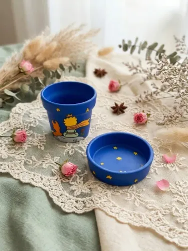 Vaso com pratinho "O Pequeno Príncipe" P
