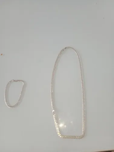 Cordão de prata italiana pura Vivara mais pulseira