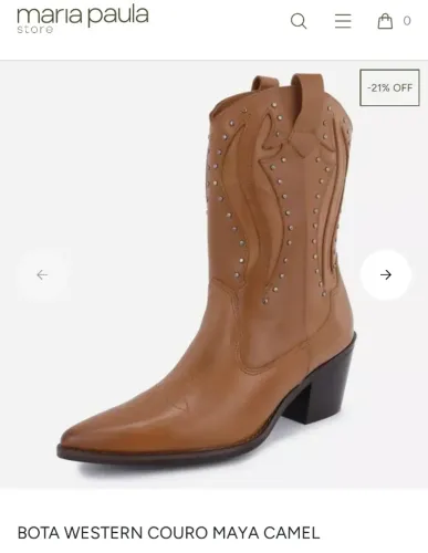 Bota texana cravada de couro