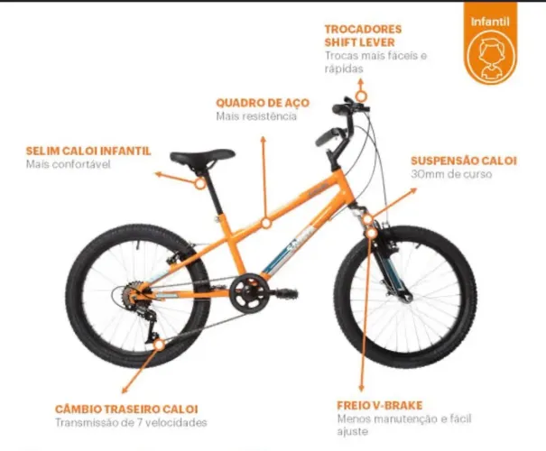 Bicicleta - Aro 20 - Caloi - Snap - Amarelo