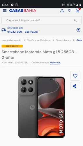 Motorola G15 Preto 256