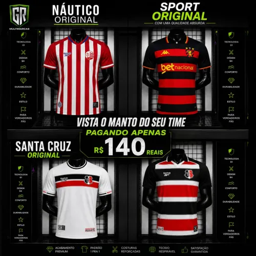 CAMISA DE TIME SANTA CRUZ, NÁUTICO E SPORT