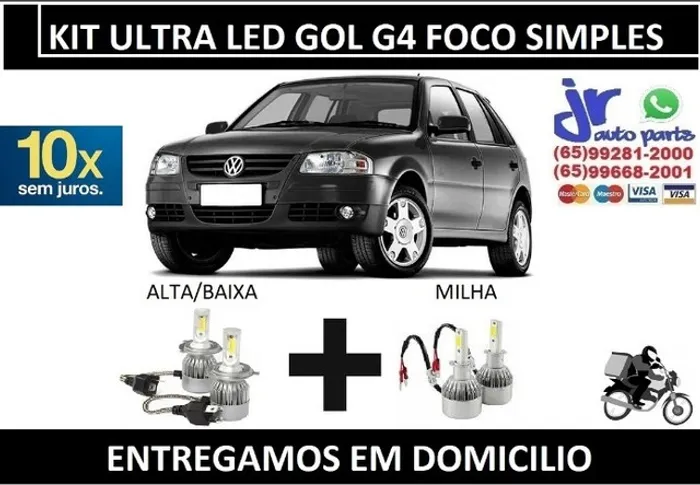 Kit Lampada Ultra LED Gol G4 6000K 12V 24V