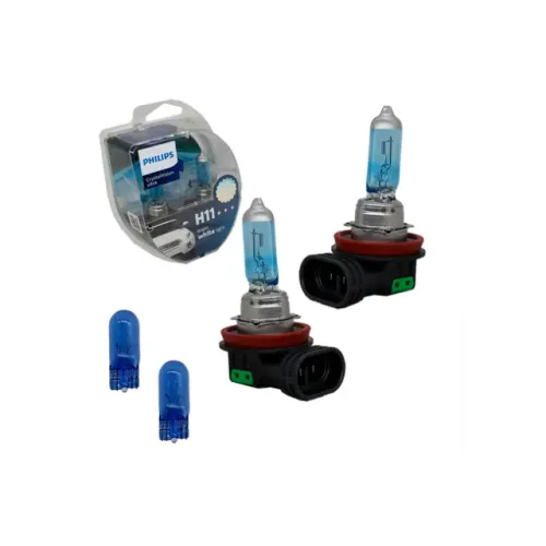 Par De Lâmpada Philips Crystal Vision Ultra H11 + Pingos