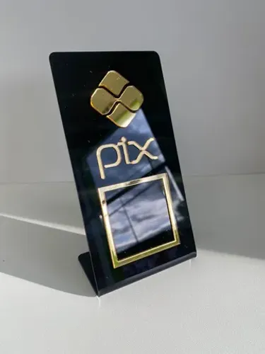 Placa Pix - Preto Com Dourado 