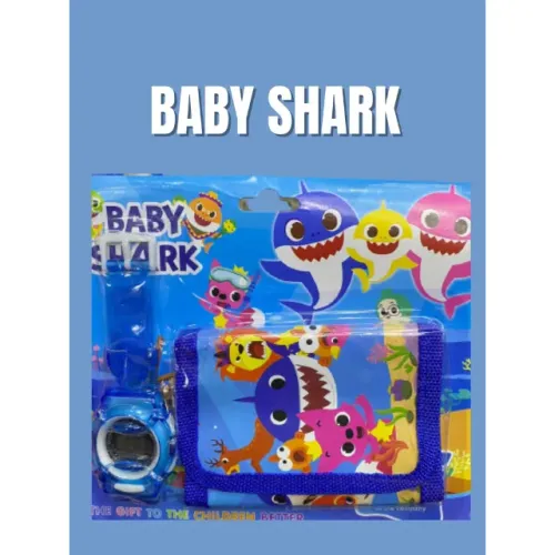 relogio infantil c/ carteira porta cedula 301cc019807 zp0092-shark