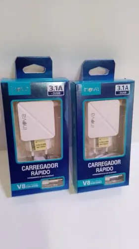 Carregador rápido 2 USB + cabo v8