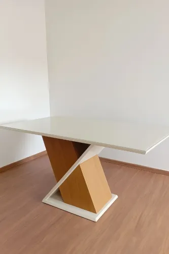 Mesa branca laca 6 lugares