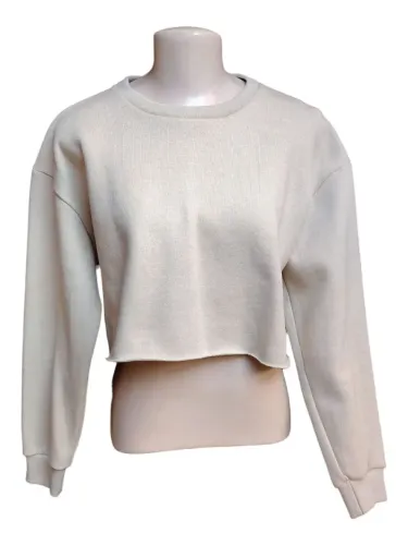 Moletom cropped bege super macio