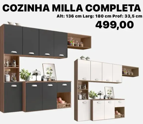 Cozinha Completa Milla - 136 cm de altura. ENTREGA HOJE !!! FRETE GRÁTIS 