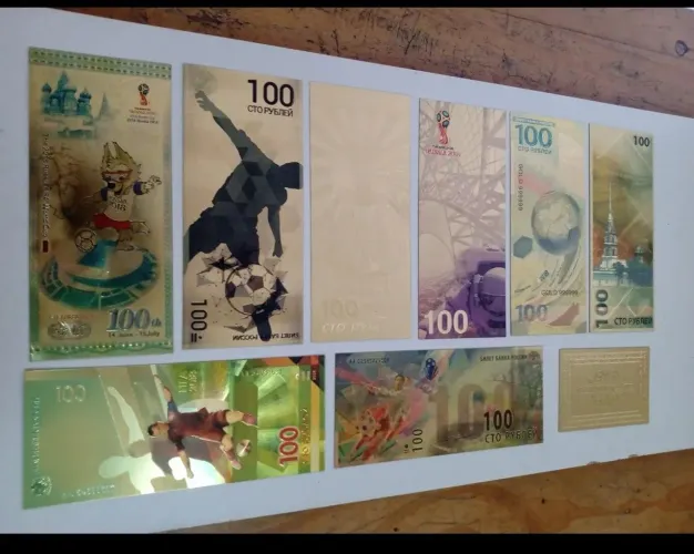 8 Cédulas Comemorativas Fifa Rússia 2018 Bilhete Dourado