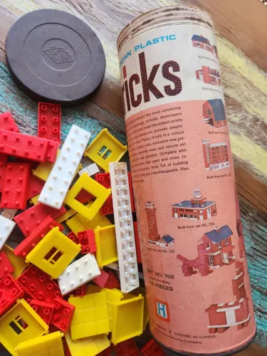 Blocos de montar vintage American Plastic Bricks Set 715 