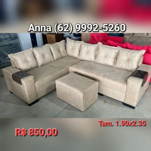 Sofá de Canto com Puff - 1.90x2.35m