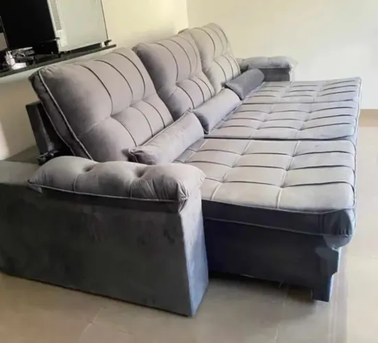 Sofá retratil reclinável Cinza 3 Lugares - Conforto e Estilo