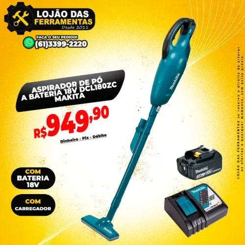 Aspirador de Pó a Bateria 18v DCL180ZC Com Carregador