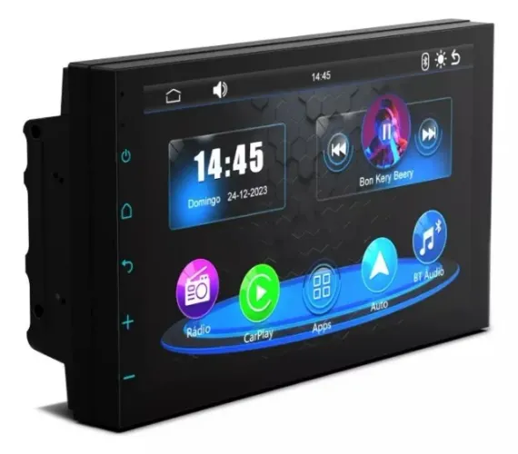 Central Multimídia Universal Cm7 Faaftech 7 Connectmedia Carplay Androidauto Cor Preto