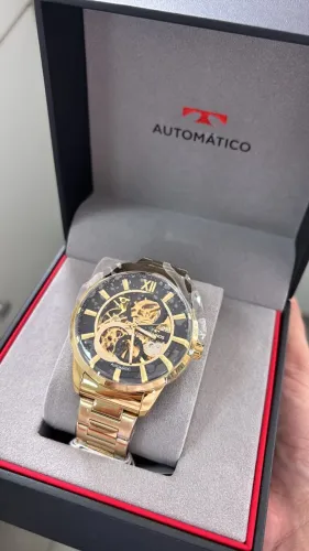 Relógio Technos Skeleton Automático Dourado ? Novo na Caixa!