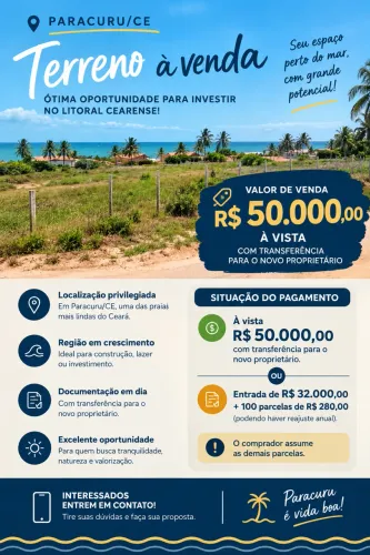 TERRENO À VENDA EM PARACURU/CE - LAGOA DO GIRAL