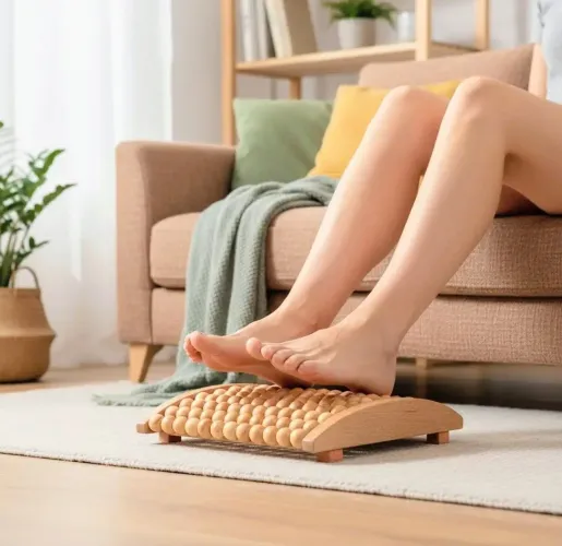 Massageador oriental de madeira para os pés
