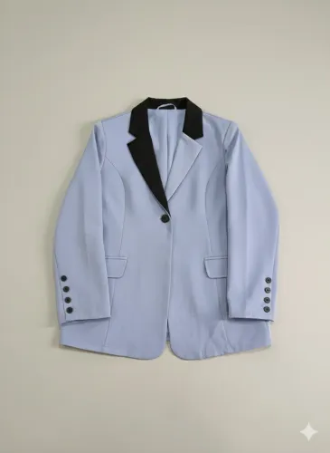 Conjunto de calça e Blazer Feminino Elegante Azul Empoeirado - OPORTUNIDADE ÚNICA 