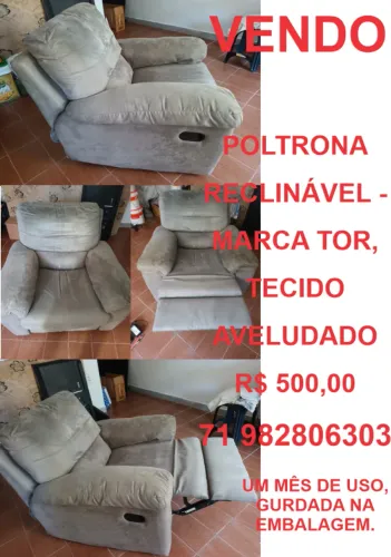 Poltrona Reclinavel Aveludada Marca TOR