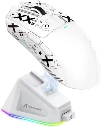 Mouse Gamer Sem Fio Attack Shark X11 PixArt PAW3311 BT 2.4G E Base De Carregamento