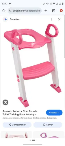 Assento redutor cor rosa com escada