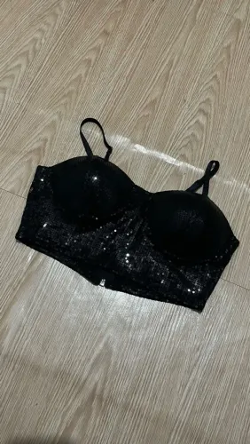 Top paetê preto