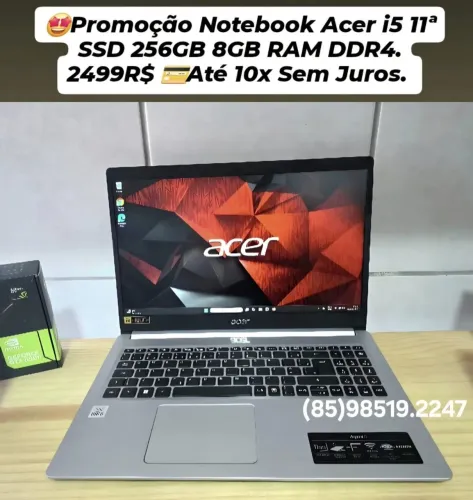 Notebook Acer i5 11 SSD 256GB 8GB RAM DDR4 Impecável Até 10x Sem Juros.
