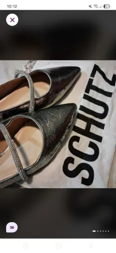 sandália sapatilha prateada/prata com pedraria schutz
