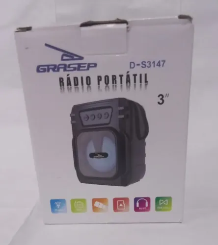 Caixa de Som Sem Fio Bluetooth Portátil 10W Rádio, Cartão, Usb Grasep Novo - D-S3147