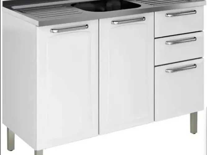 balcão de cozinha Itatiaia Tarsila em aço com pia inox