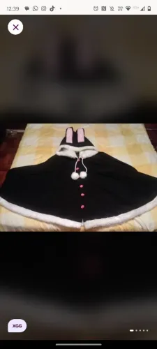 Poncho de Coelho Kawaii Preto