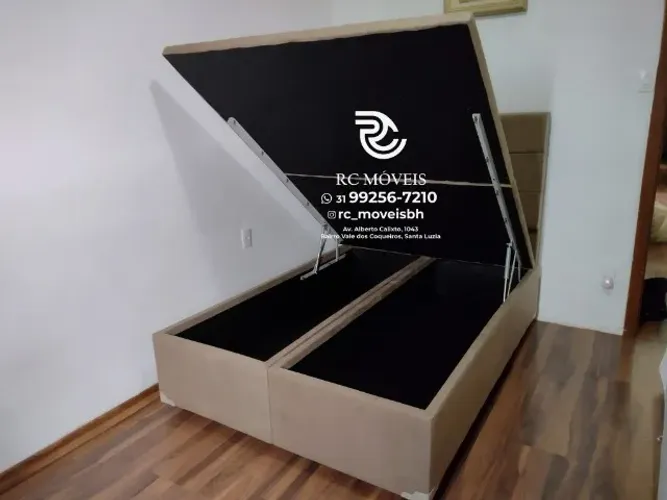 Cama box Baú Casal 1.38x1.88 Bipartido Blindado com Pistão a Gás - Melhor Preco