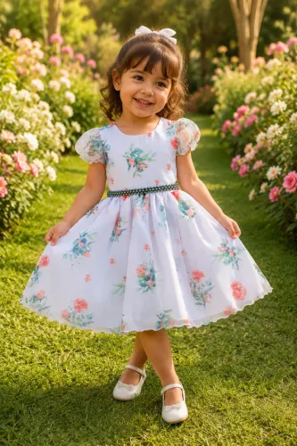 Vestido Infantil Festa Aniversário Casamento Daminha Baila Nina Floral Tamanho 03