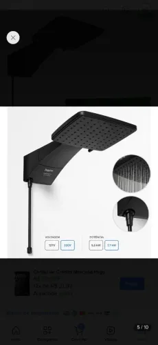Chuveiro elétrico 220V preto novo na caixa , não foi aberto
