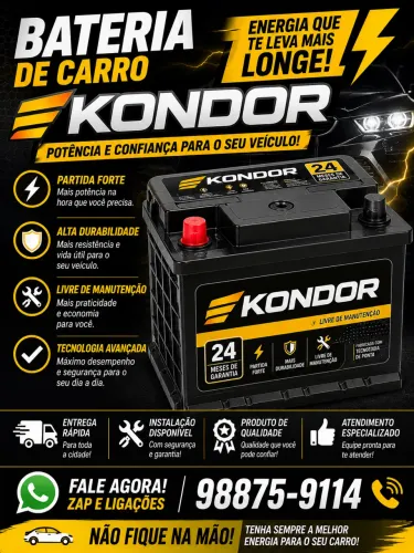 Bateria de Carro Kondor - potência e confiança