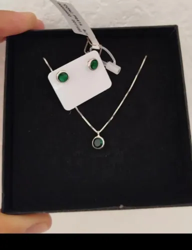 Conjunto colar e brinco de prata 925