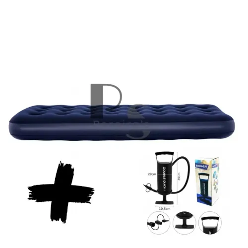 Kit Camping Solteiro Colchonete + Colchão Inflável + Bomba