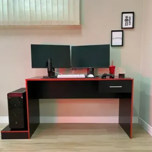 Mesa Gamer Nilo 1,60m Preto/Vermelho | Oferta