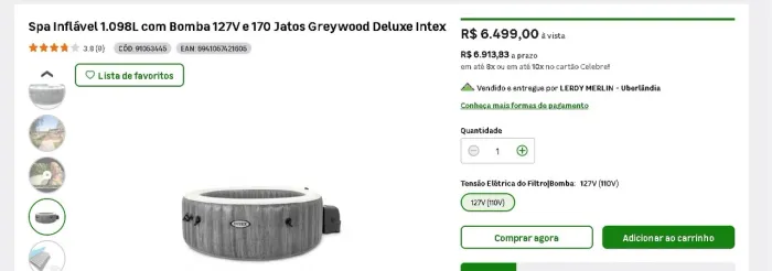 Spa/Ofurô inflável para 6 pessoas