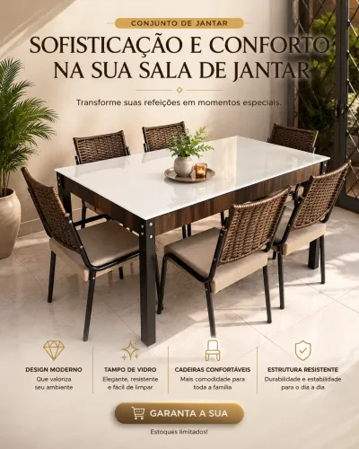 Lindo jogo de mesa 6 cadeiras Novo