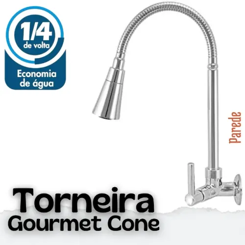 Torneira de Gourmet Metal Cone Parede Mesa Flexível com Chuveirinho _ CS464 