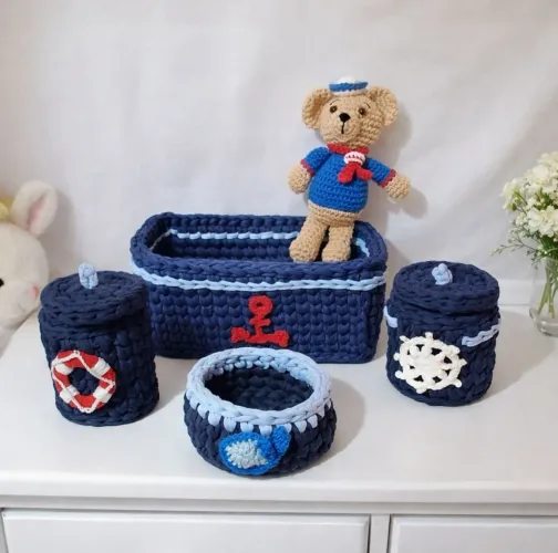 Kit de bebê fio de malha marinheiro 