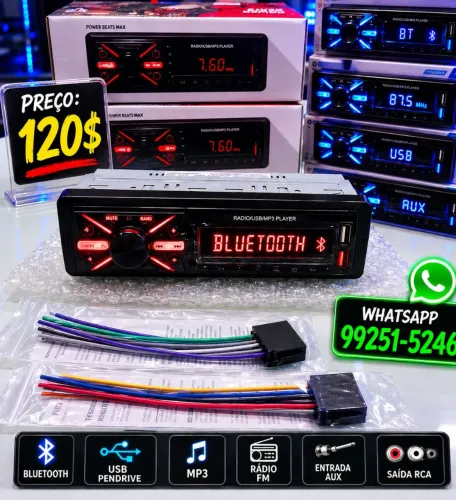Som de carro com bluetooth, a pronta entrega