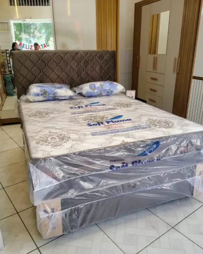 Cama Casal Box Sued Molas Ensacadas Individualmente Prime Pocket