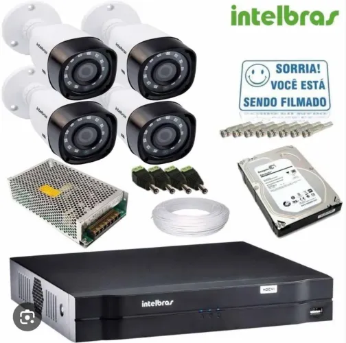 Kit 4 cameras mais dvr 8 canais intelbras
