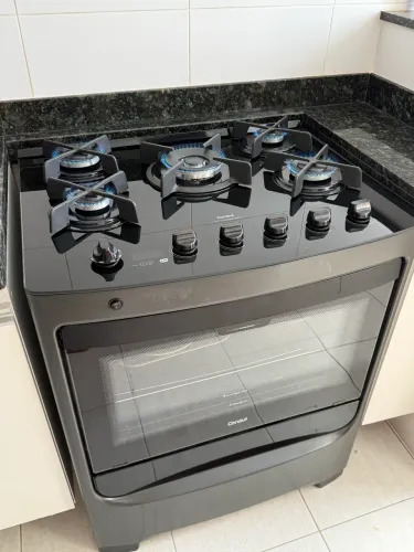 Fogão Consul 5 bocas Preto - Mesa de Vidro - Excelente Estado
